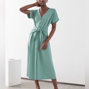 & Other Stories Green Midi Sundress with Dolman Sleeves wedding guest baddie